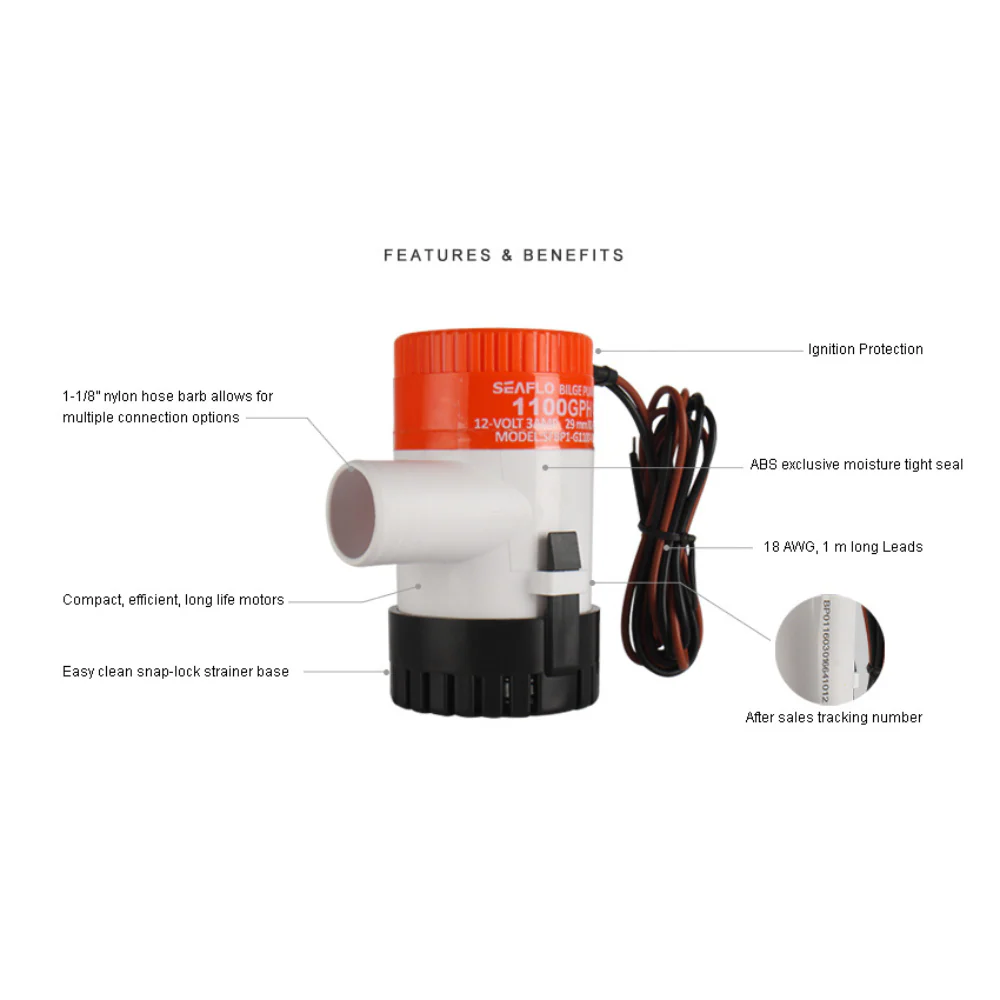 1100GPH Seaflo Bilge Pump - Image 3