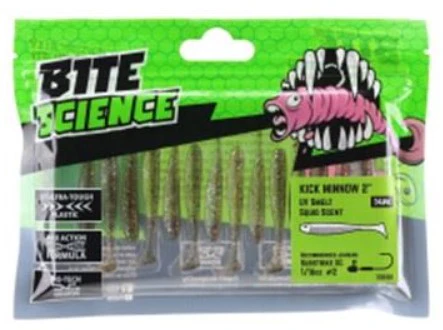 Bite Science | Kick Minnow Lures | Squid Scent | 2 Inch | Pk14