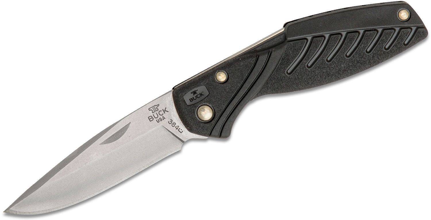 Buck 364 Rival Slipjoint Folding Knife 2.76" Stonewashed Drop Point, Black Injection Molded Nylon Handles |