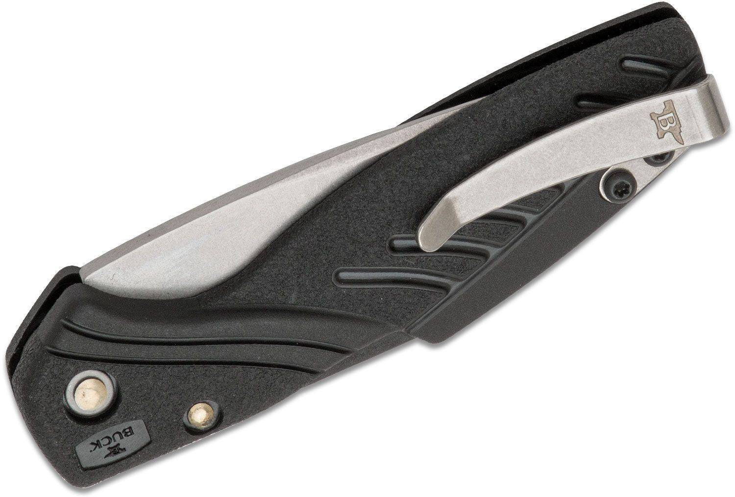 Buck 364 Rival Slipjoint Folding Knife 2.76" Stonewashed Drop Point, Black Injection Molded Nylon Handles | - Image 3