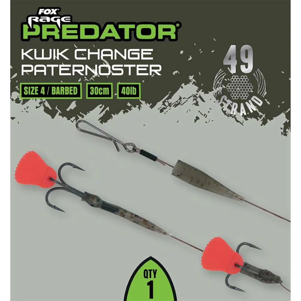 Fox Rage | Predator Kwik Change Paternoster Trace | Barbed | 30cm | 40Ib - Image 4