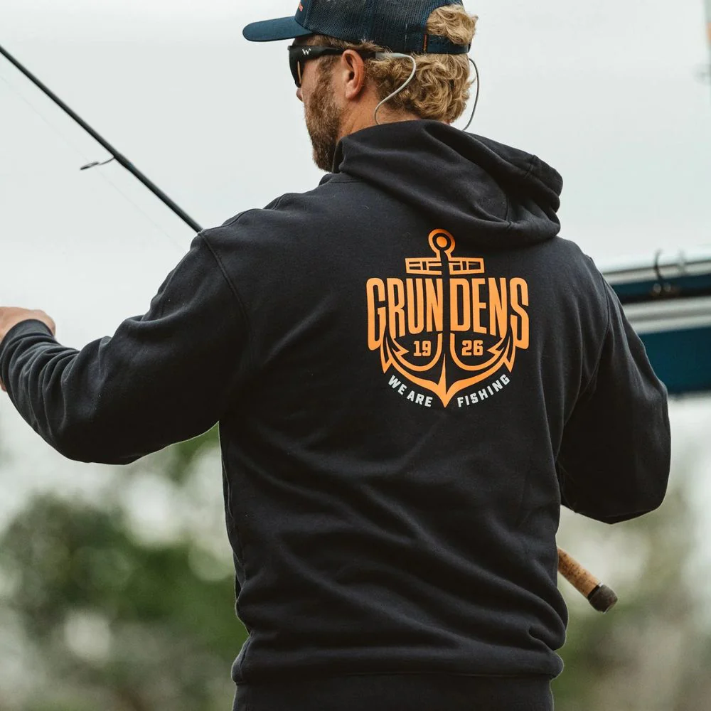 Grundens | Displacement DWR Hoodie Logo Anchor | Black - Image 4