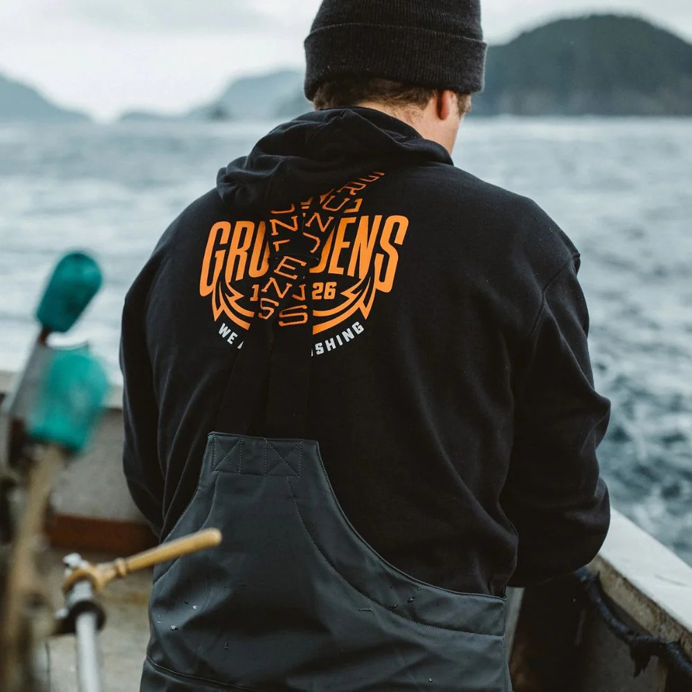 Grundens | Displacement DWR Hoodie Logo Anchor | Black - Image 5