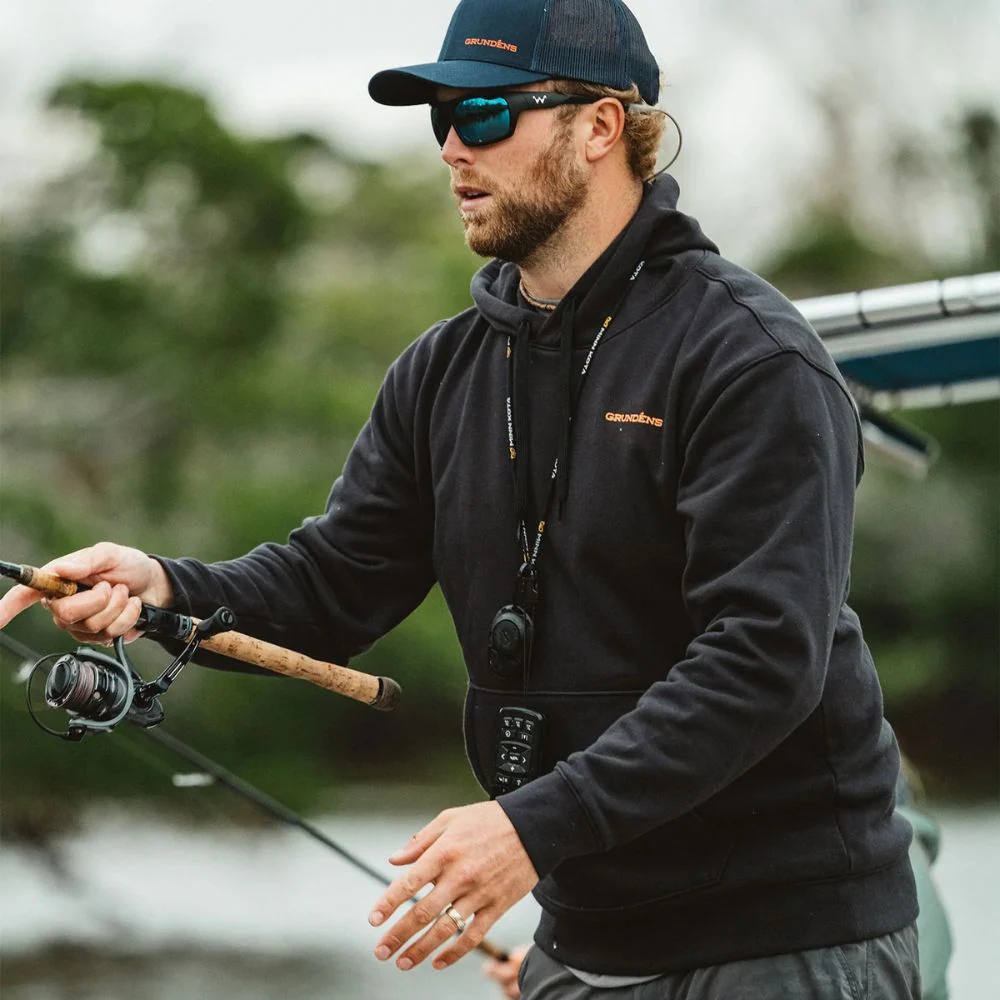 Grundens | Displacement DWR Hoodie Logo Anchor | Black - Image 6