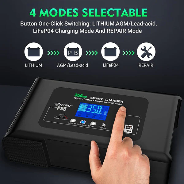 HTRC | 35-Amp Smart Charger | Lead and Lithium Smart Battery Charger - Image 3