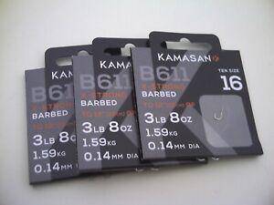 Kamasan Hooks | B611 | X-Strong Barbed | Hooks to Nylon