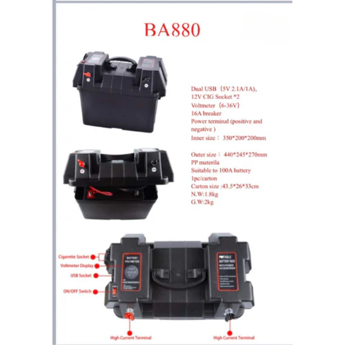 Marine Battery Box Storage with USB and sockets - Image 4