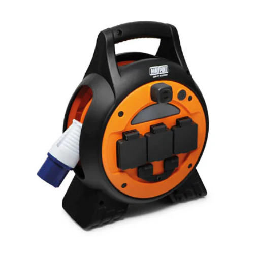 Maypole | 15M Roller Mobile Mains Power Unit With LED Light
