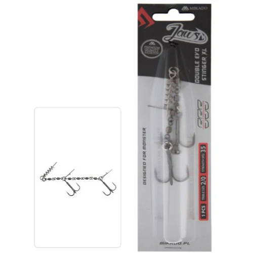 Mikado | Jaws Double Evo Stinger | XL | 35kg | Treble Hook: 2/0 | 1pce