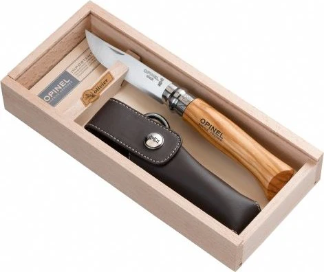 Opinel Gift box | NO.8 Olive Wood | Spring Assited Knife