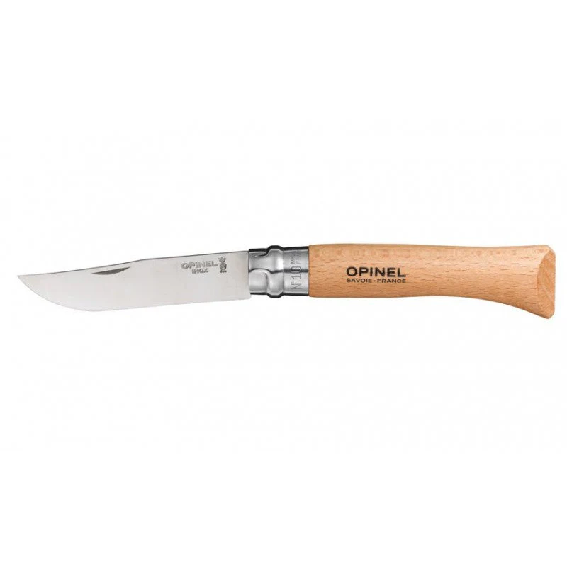 Opinel | nº 10 Stainless Steel (10VRI) Pocket Knife | Spring Assited Knife