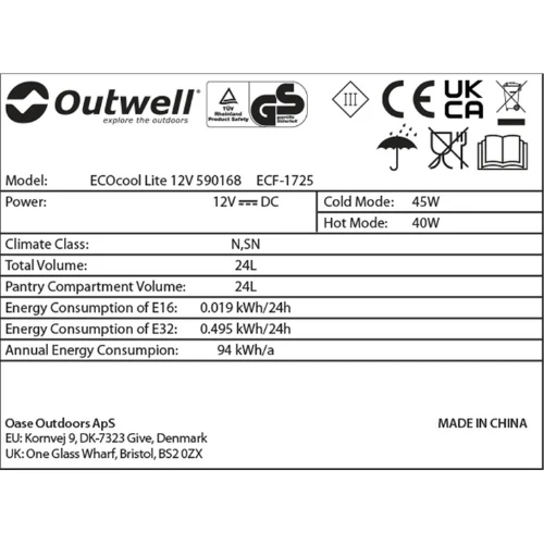 Outwell | Ecocool Lite Darl Blue Coolbox | 24L | 12v - Image 4