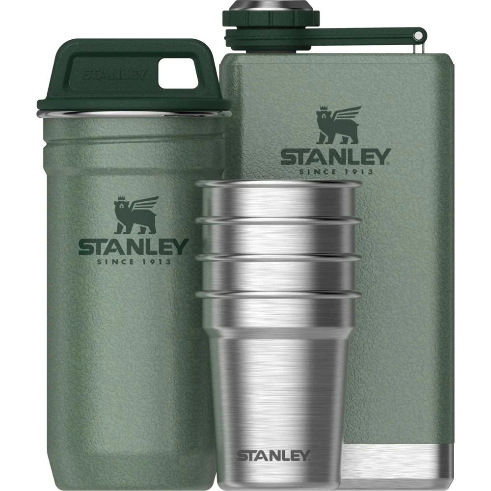 Stanley | Adventure Pre-Party Shot Glass + Flask Set | Hammertone Green