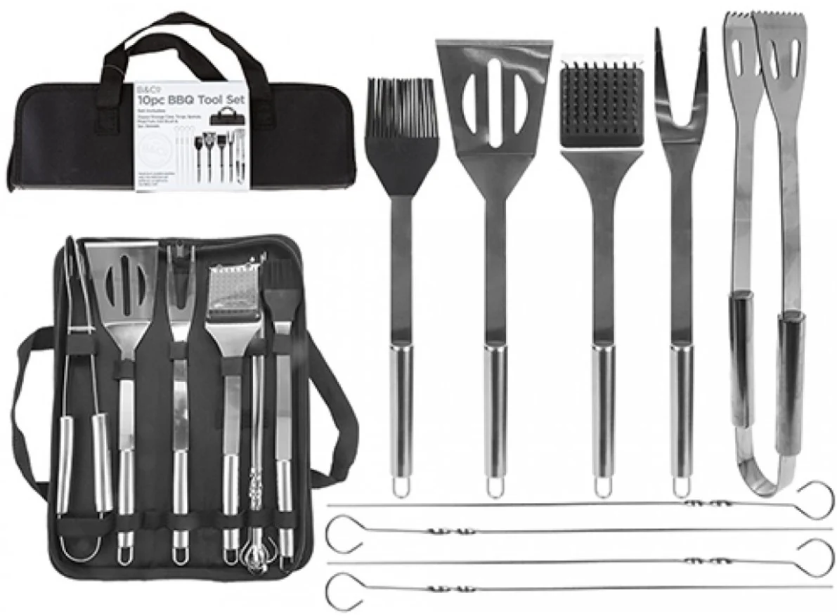 Summit | B&Co | 10 Piece BBQ Tool Set with Carry Case