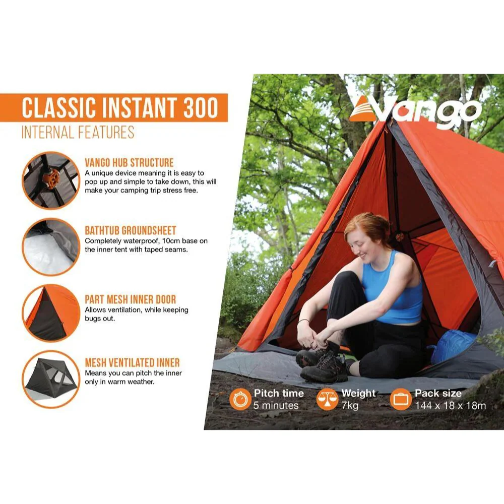 Vango | Classic Instant 300 Tent | 3 Person Tent - Image 3