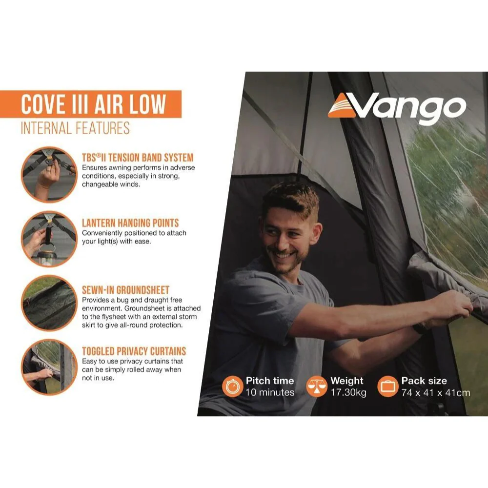 Vango | Cove III Air Low Awning | Cloud Grey - Image 4