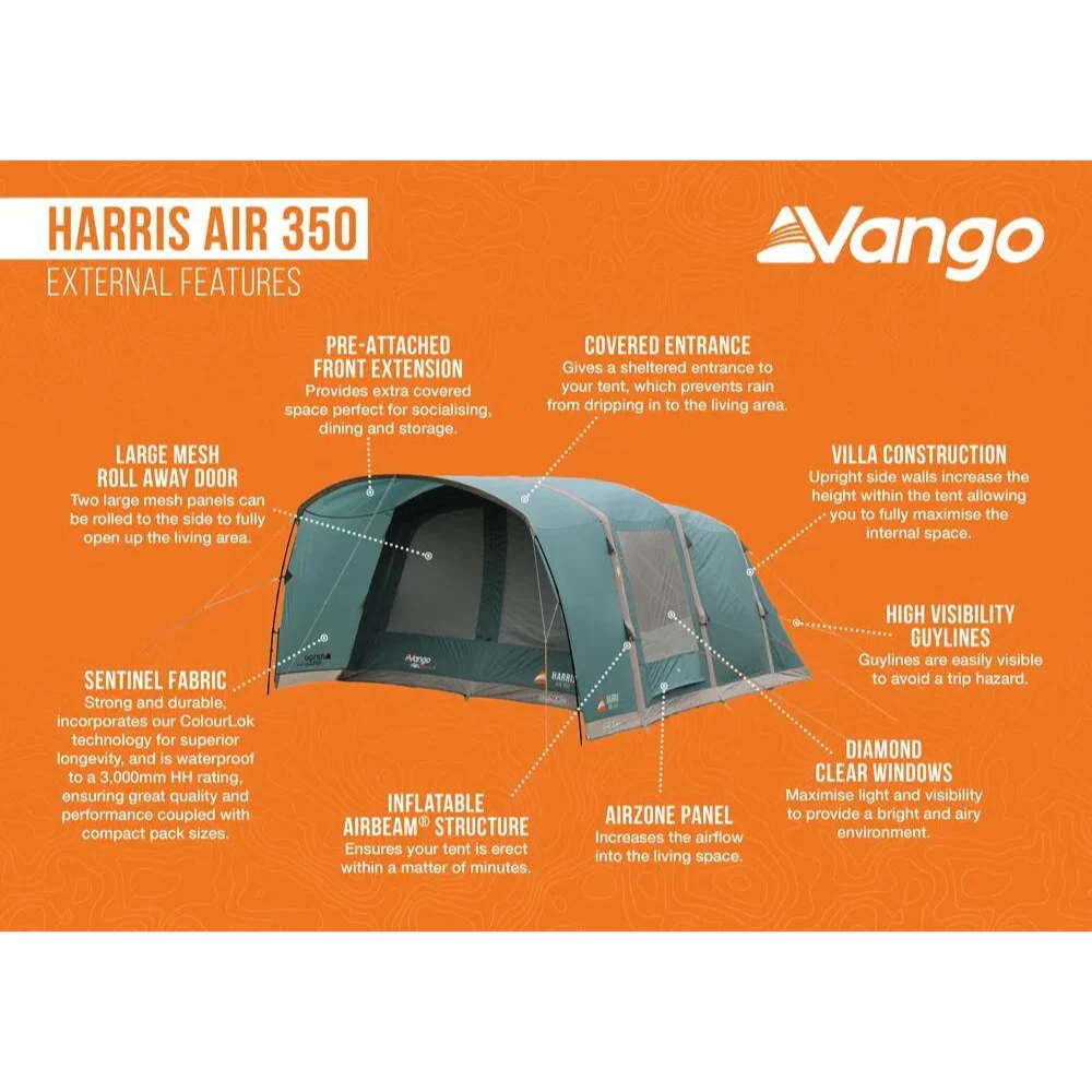 Vango | Harris Air 350 3-man AirBeam® tent | Mineral Green - Image 4