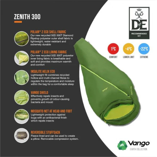Vango | Zenith 300 Sleeping Bag | Peridot Green - Image 4